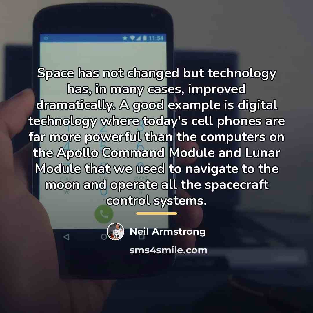 “Space has not changed but technology has, in many cases,…” quote by Neil Armstrong