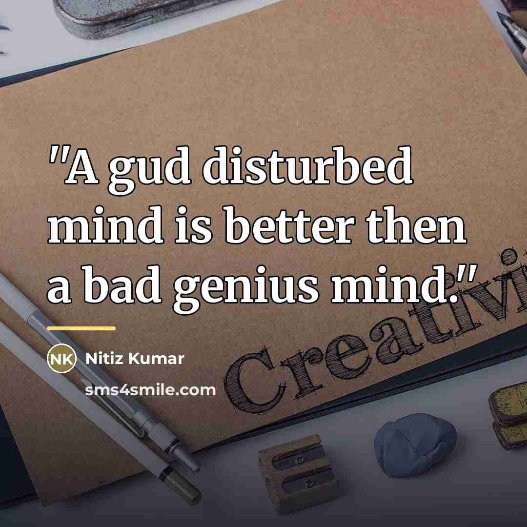 “''A gud disturbed mind is better then a bad genius…” quote by Nitiz Kumar