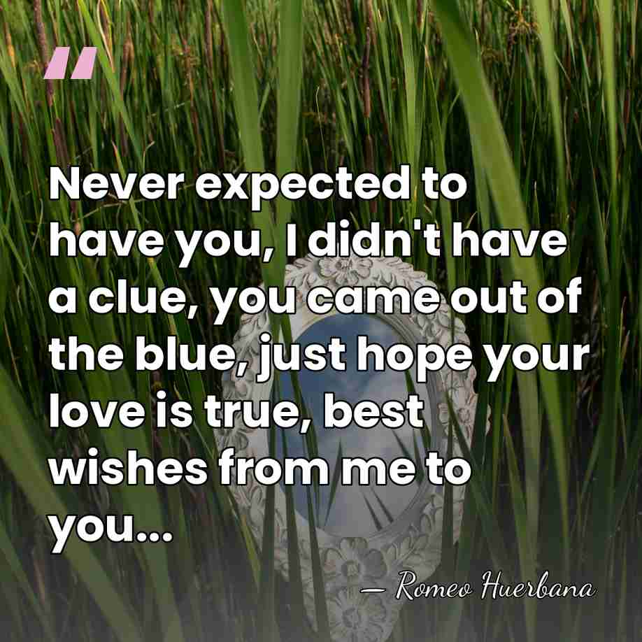 Never expected to have you, I didn't have a clue, you came&hellip; - Romeo Huerbana