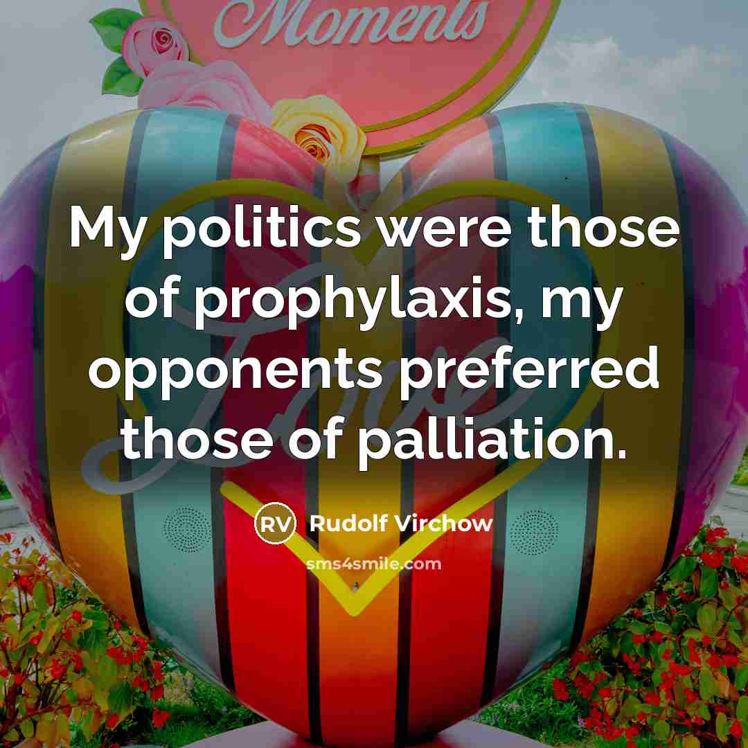 “My politics were those of prophylaxis, my opponents preferred those…” quote by Rudolf Virchow