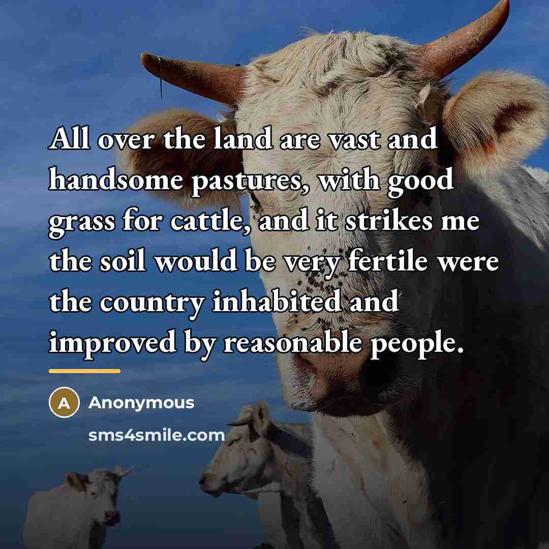 “All over the land are vast and handsome pastures, with…” quote by Anonymous