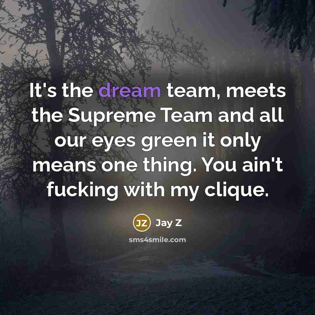 “It's the dream team, meets the Supreme Team and all…” quote by Jay Z