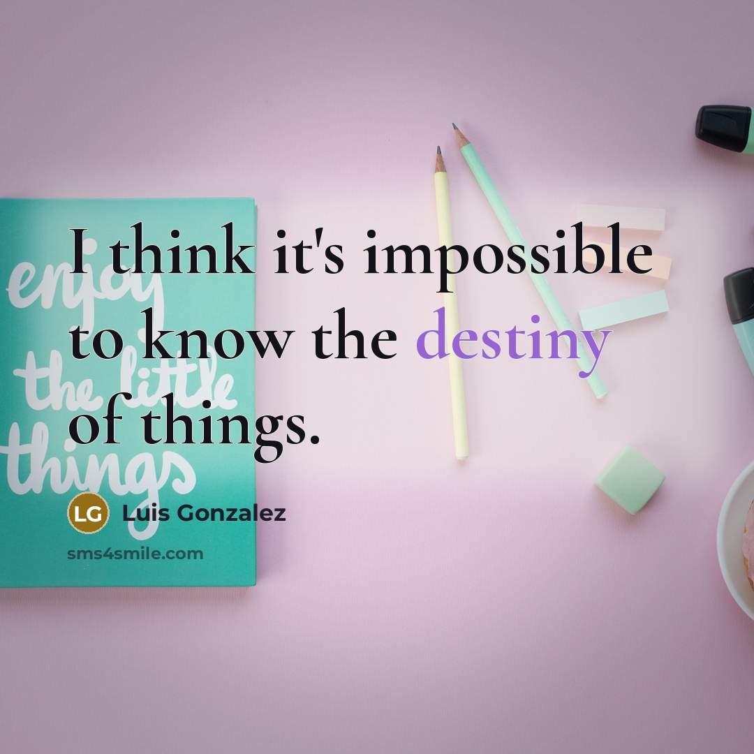 “I think it's impossible to know the destiny of things.…” quote by Luis Gonzalez
