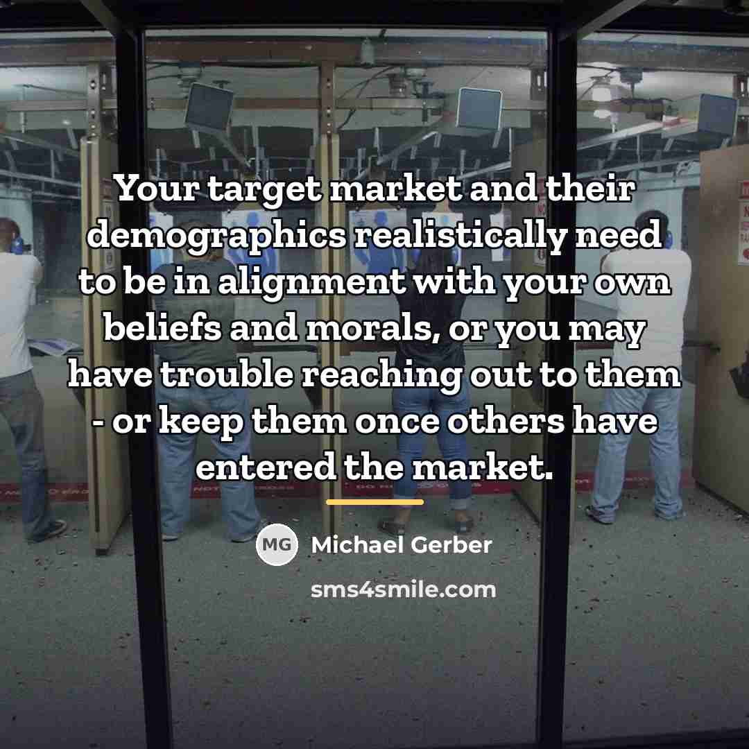 “Your target market and their demographics realistically need to be…” quote by Michael Gerber