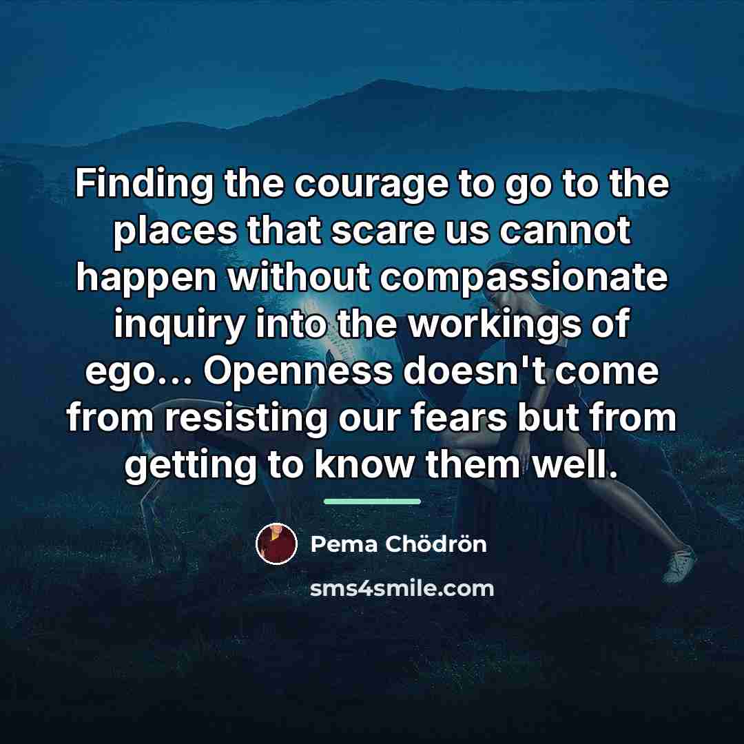 “Finding the courage to go to the places that scare…” quote by Pema Chodron