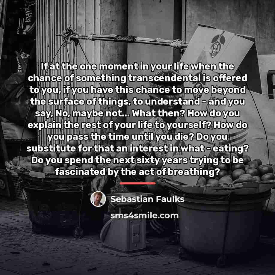 “If at the one moment in your life when the…” quote by Sebastian Faulks