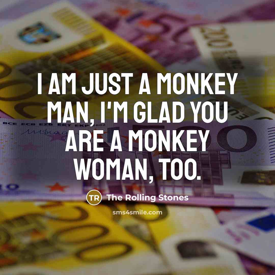 “I am just a monkey man, I'm glad you are…” quote by The Rolling Stones