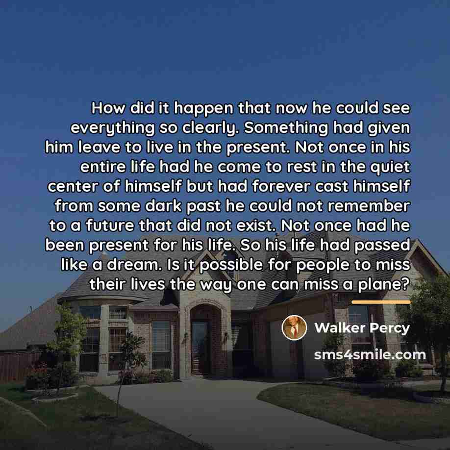 “How did it happen that now he could see everything…” quote by Walker Percy
