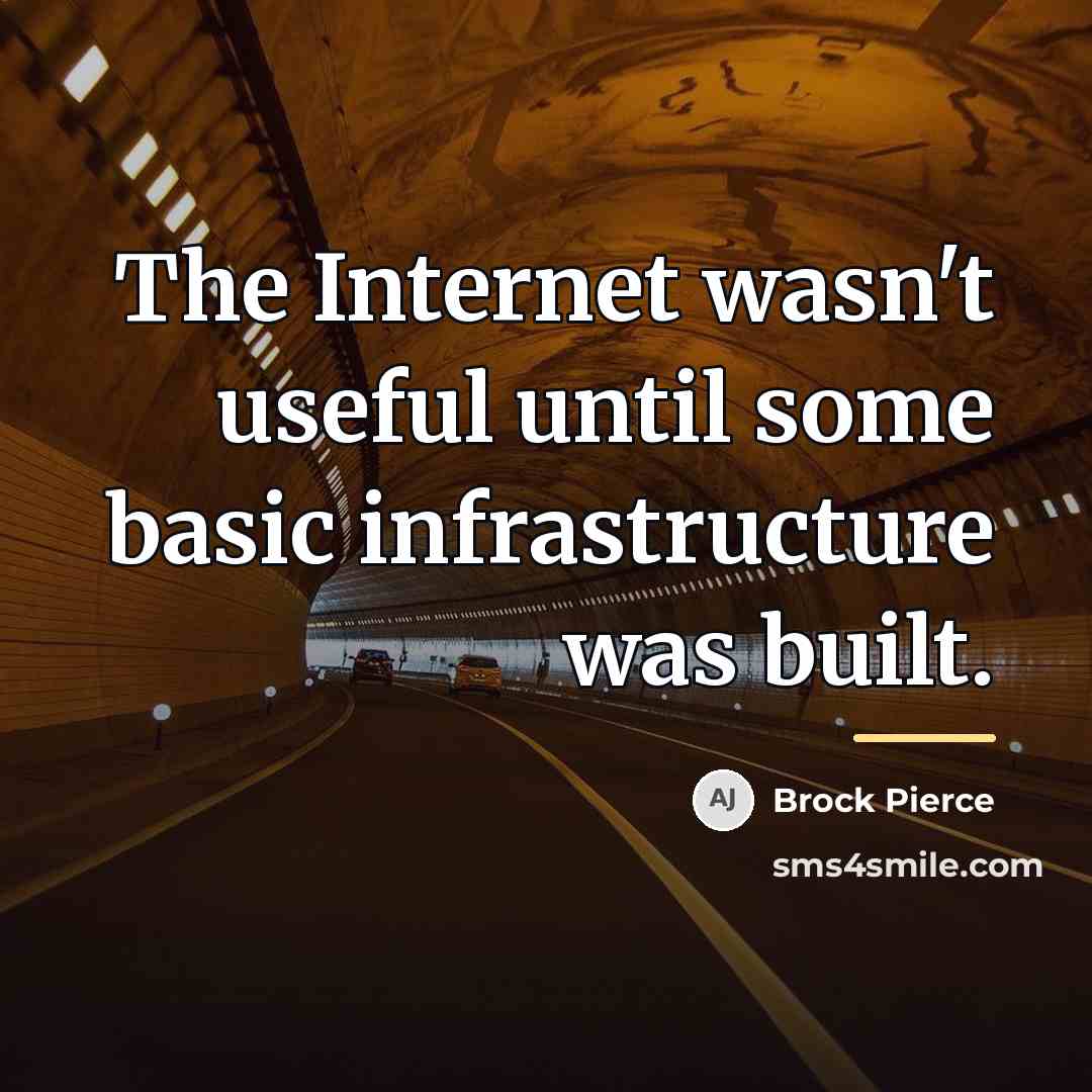 “The Internet wasn't useful until some basic infrastructure was built.…” quote by Brock Pierce