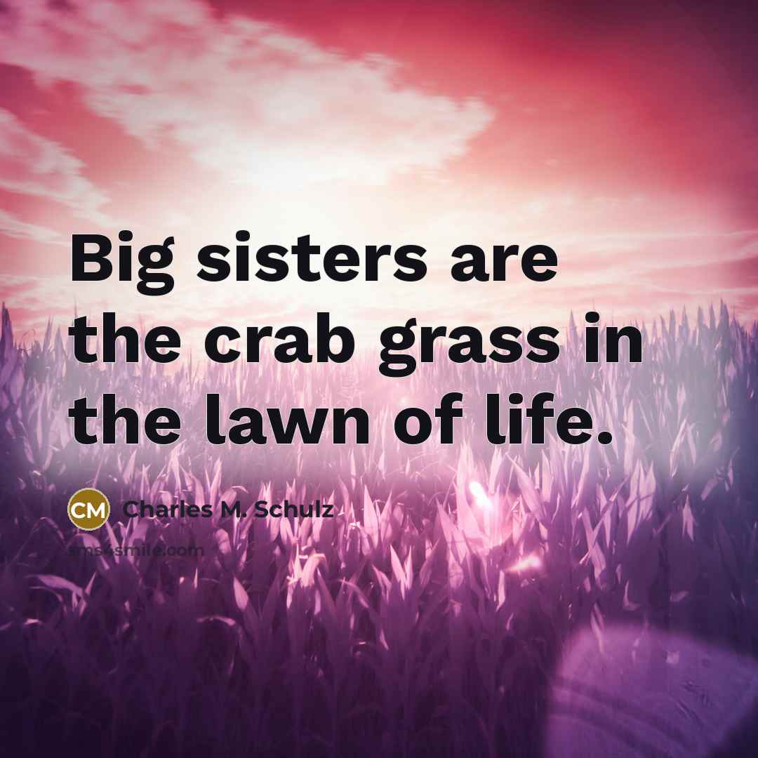 “Big sisters are the crab grass in the lawn of…” quote by Charles M. Schulz