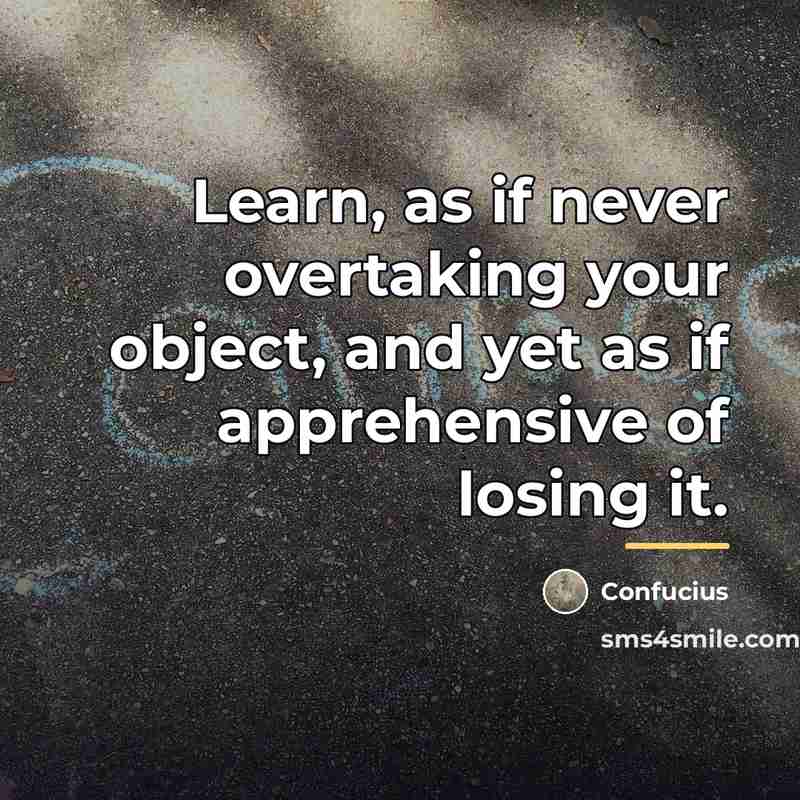 “Learn, as if never overtaking your object, and yet as…” quote by Confucius