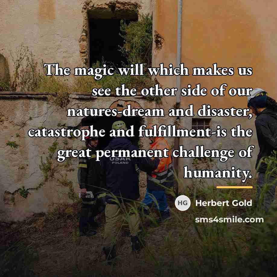 “The magic will which makes us see the other side…” quote by Herbert Gold