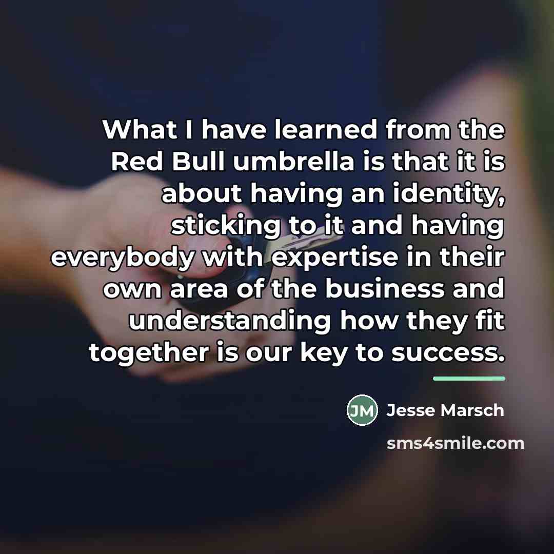 “What I have learned from the Red Bull umbrella is…” quote by Jesse Marsch