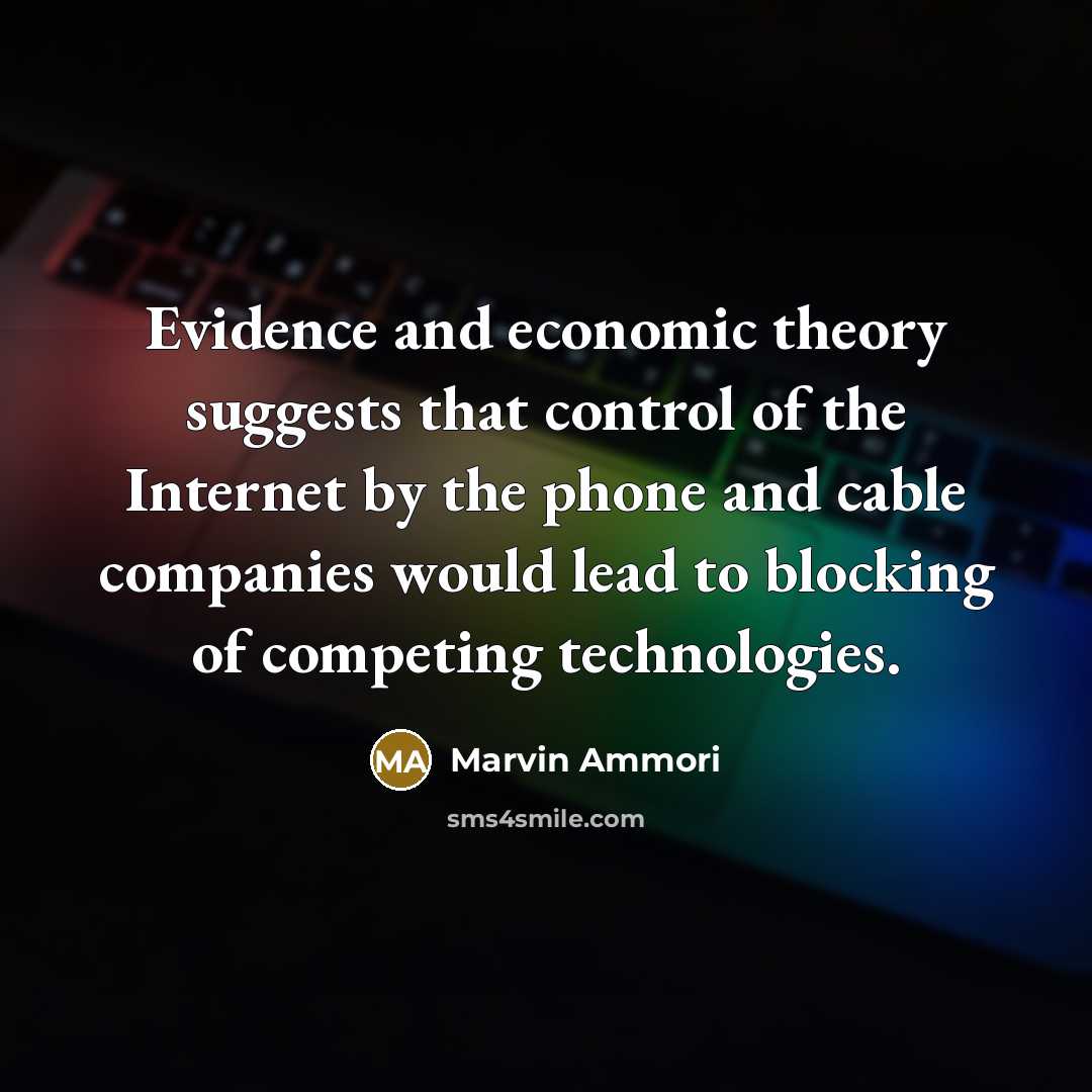 “Evidence and economic theory suggests that control of the Internet…” quote by Marvin Ammori