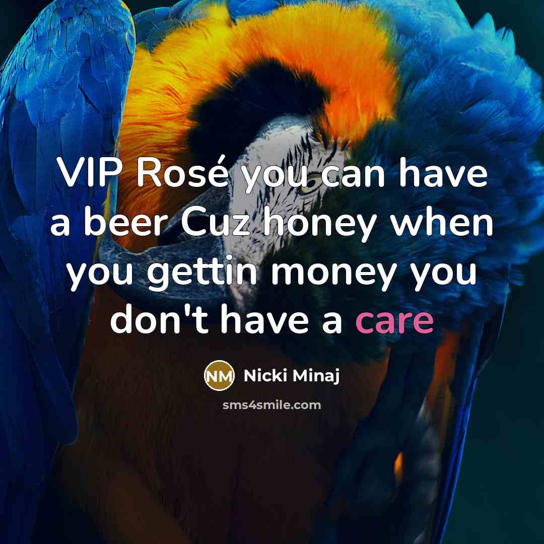 “VIP Rosé you can have a beer Cuz honey when…” quote by Nicki Minaj
