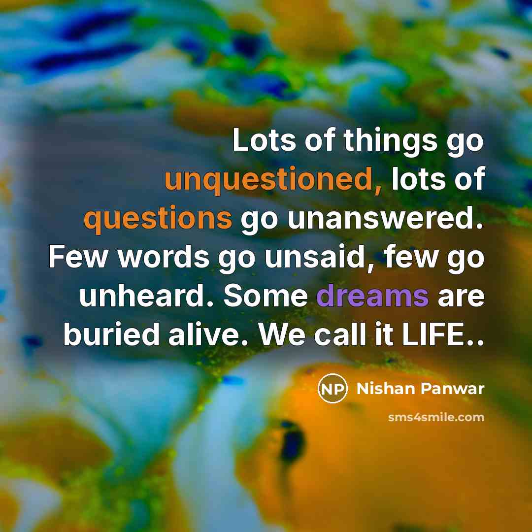 “Lots of things go unquestioned, lots of questions go unanswered.…” quote by Nishan Panwar