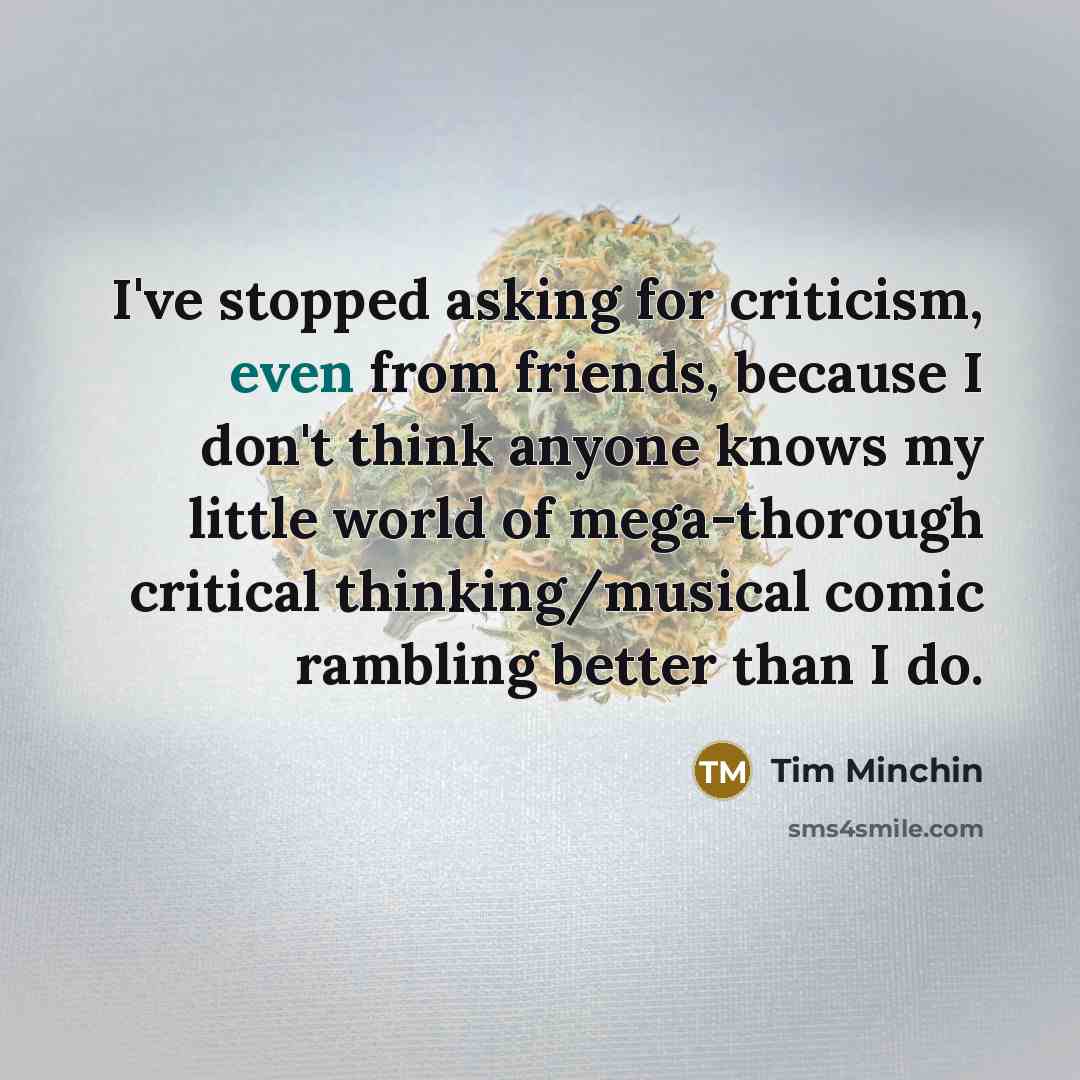 “I've stopped asking for criticism, even from friends, because I…” quote by Tim Minchin