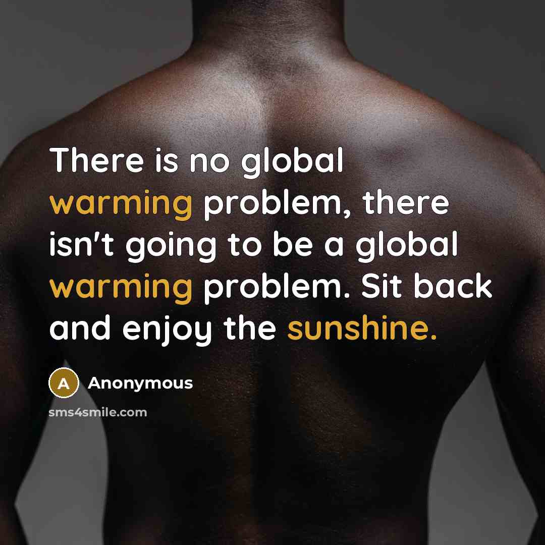 “There is no global warming problem, there isn't going to be a global warming problem. Sit back and enjoy the sunshine.” quote by Anonymous