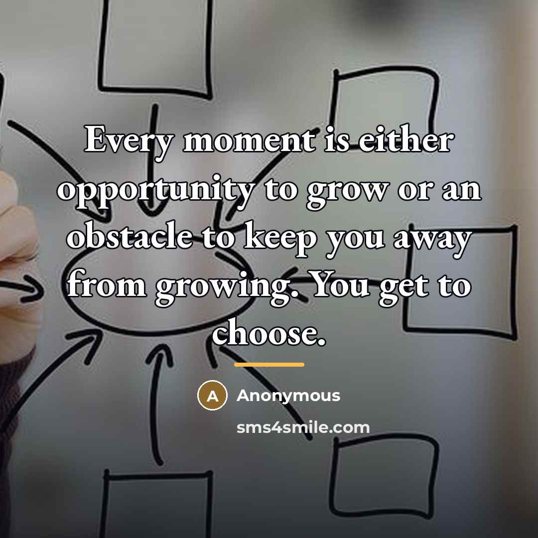 “Every moment is either opportunity to grow or an obstacle…” quote by Anonymous