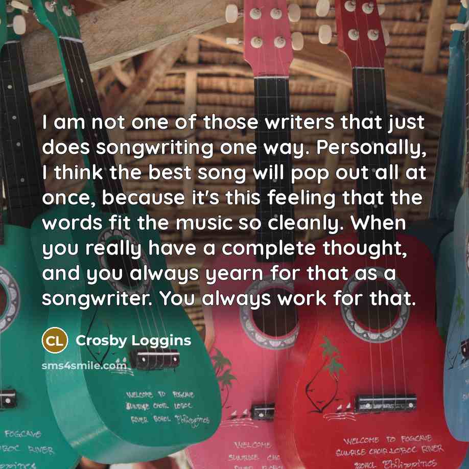 “I am not one of those writers that just does…” quote by Crosby Loggins