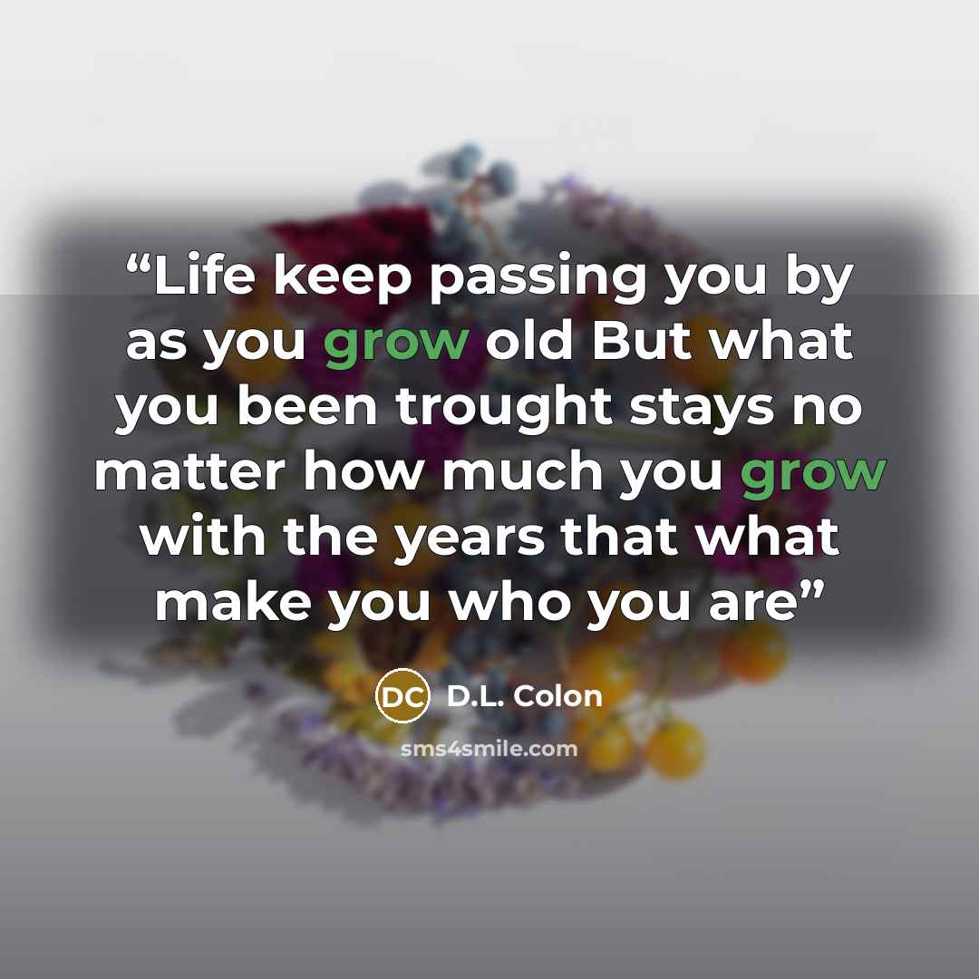 “Life keep passing you by as you grow old But what you been trought stays no matter how much you grow with the years that what make you who you are” quote by D.L. Colon