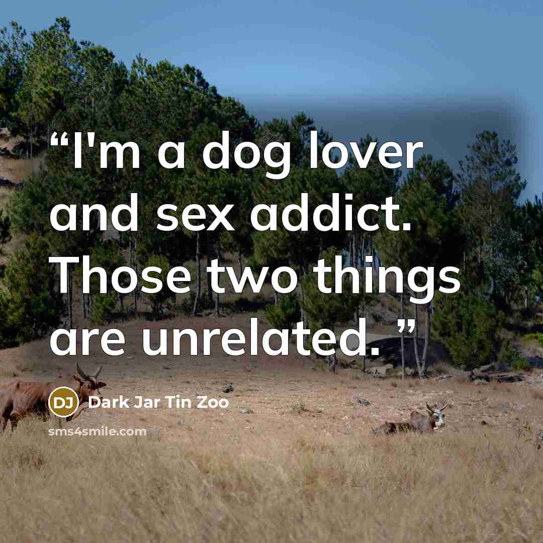 “I'm a dog lover and sex addict. Those two things are unrelated.” quote by Dark Jar Tin Zoo