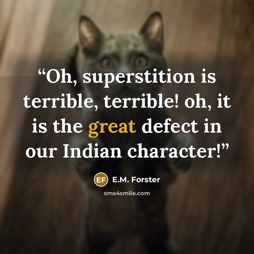 “Oh, superstition is terrible, terrible! oh, it is the great defect in our Indian character!” quote by E.M. Forster