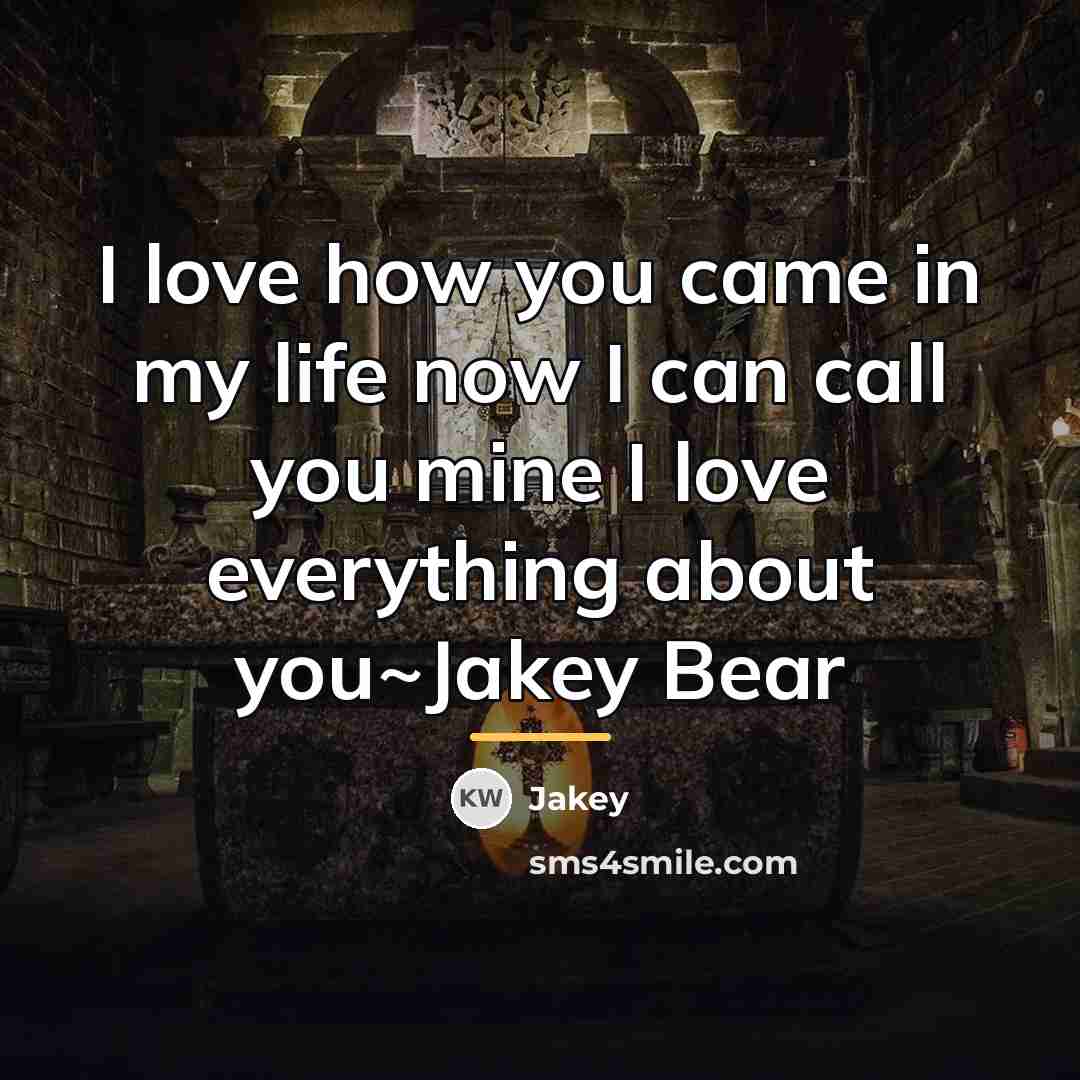 “I love how you came in my life now I…” quote by Jakey