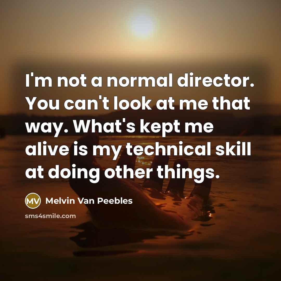 “I'm not a normal director. You can't look at me…” quote by Melvin Van Peebles