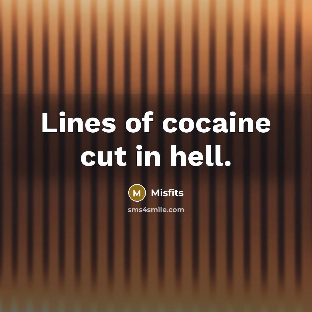 “Lines of cocaine cut in hell.…” quote by Misfits