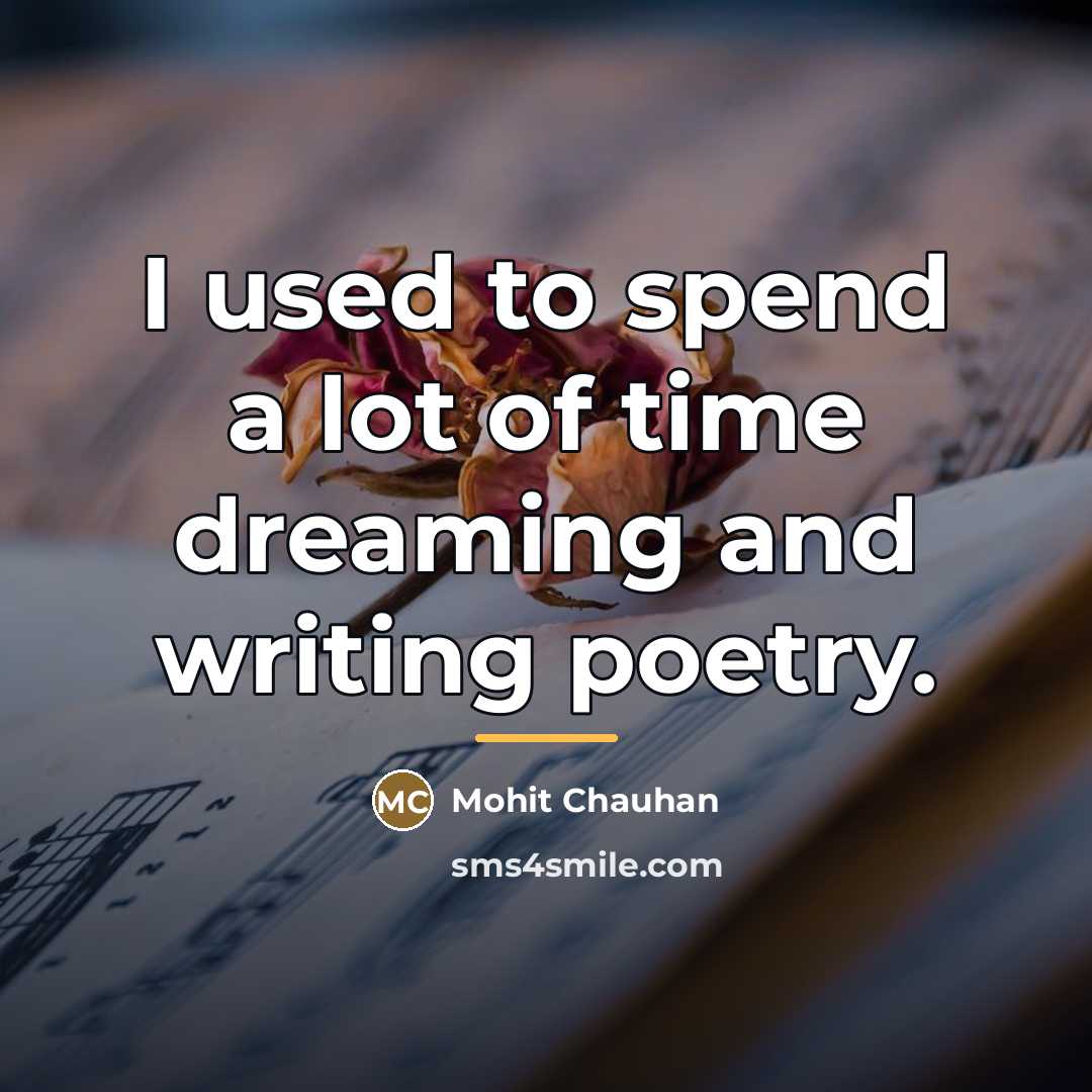 “I used to spend a lot of time dreaming and…” quote by Mohit Chauhan