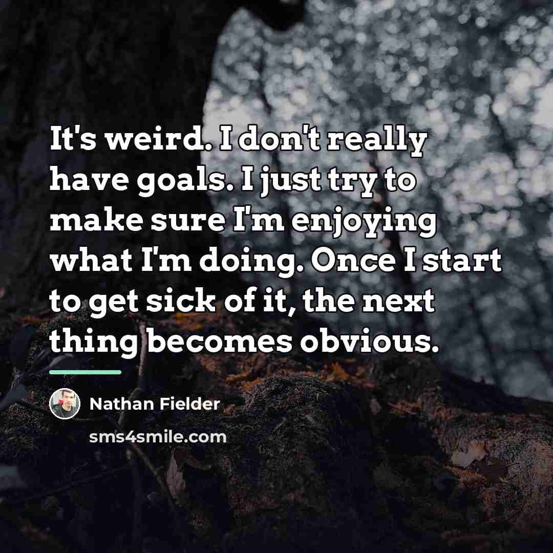 “It's weird. I don't really have goals. I just try…” quote by Nathan Fielder