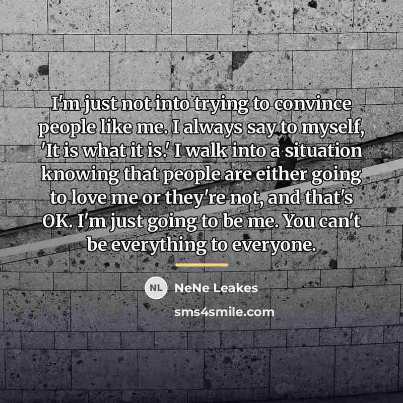 “I'm just not into trying to convince people like me.…” quote by NeNe Leakes