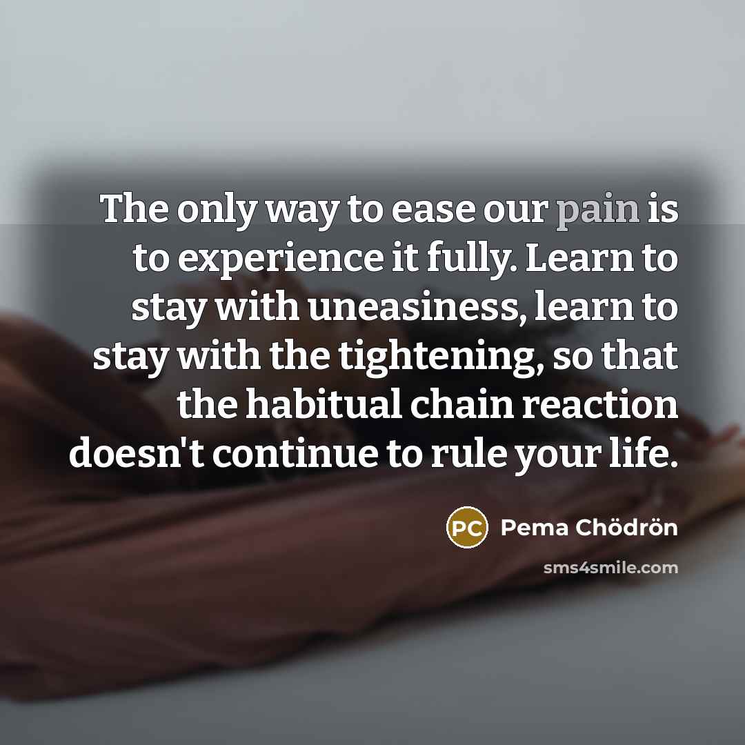 “The only way to ease our pain is to experience…” quote by Pema Chodron