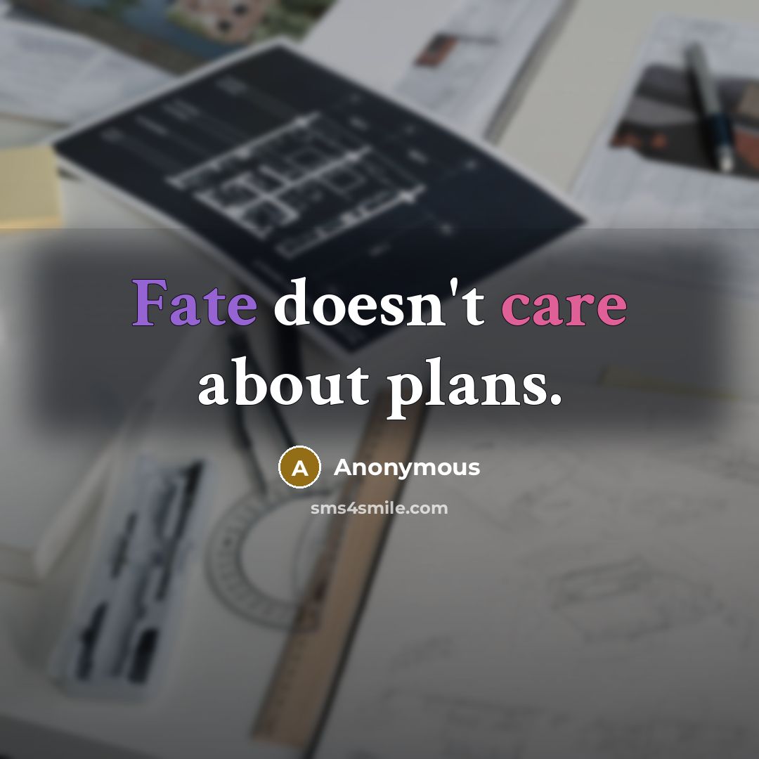 “Fate doesn't care about plans.” quote by Anonymous