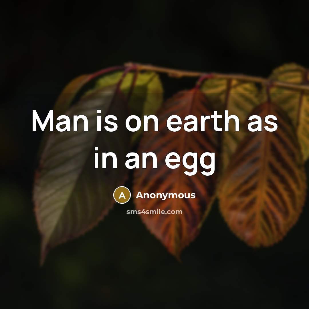 “Man is on earth as in an egg…” quote by Anonymous