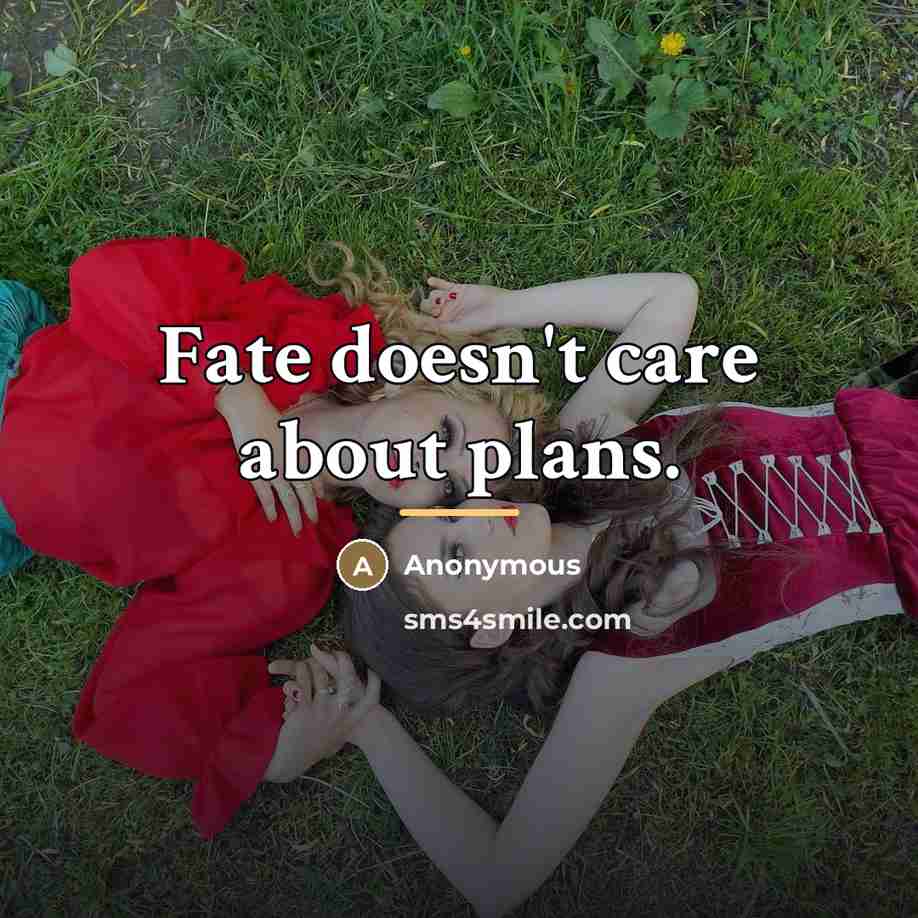 “Fate doesn't care about plans.…” quote by Anonymous