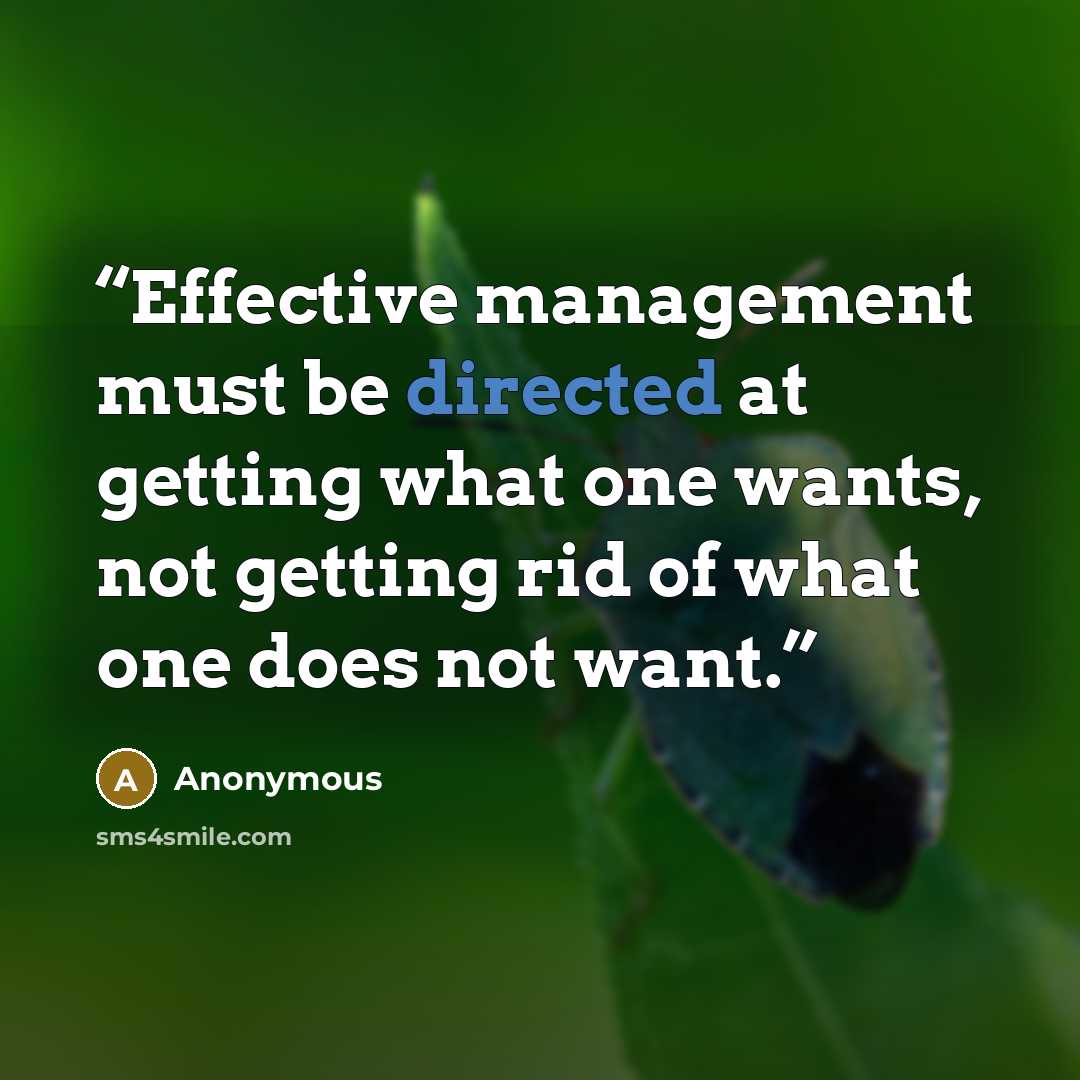 “Effective management must be directed at getting what one wants, not getting rid of what one does not want.” quote by Anonymous