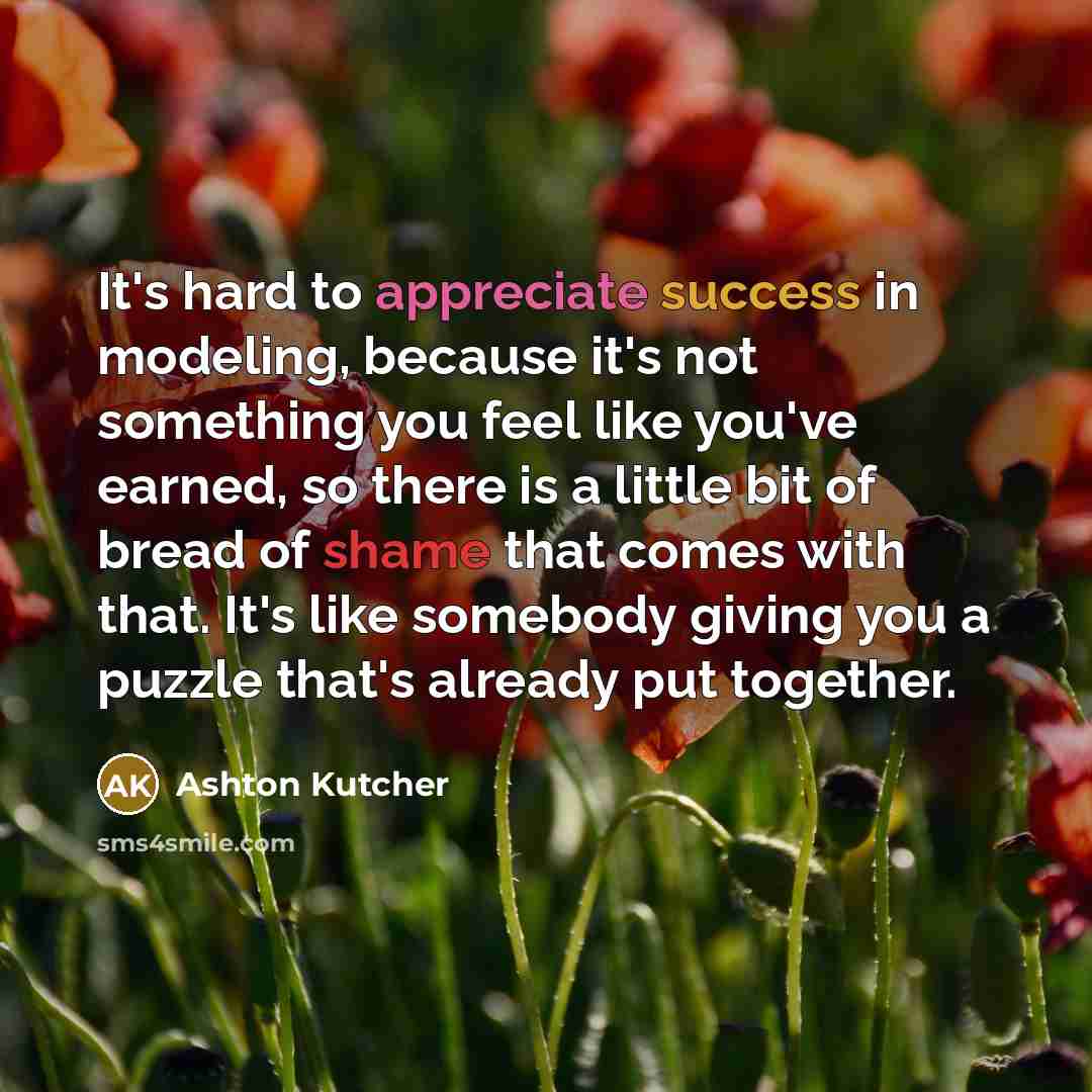 “It's hard to appreciate success in modeling, because it's not…” quote by Ashton Kutcher