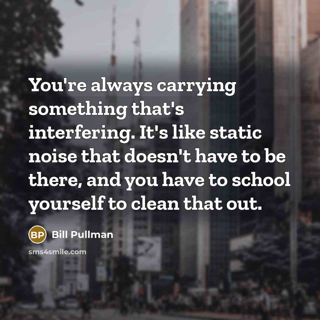 “You're always carrying something that's interfering. It's like static noise that doesn't have to be there, and you have to school yourself to clean that out.” quote by Bill Pullman