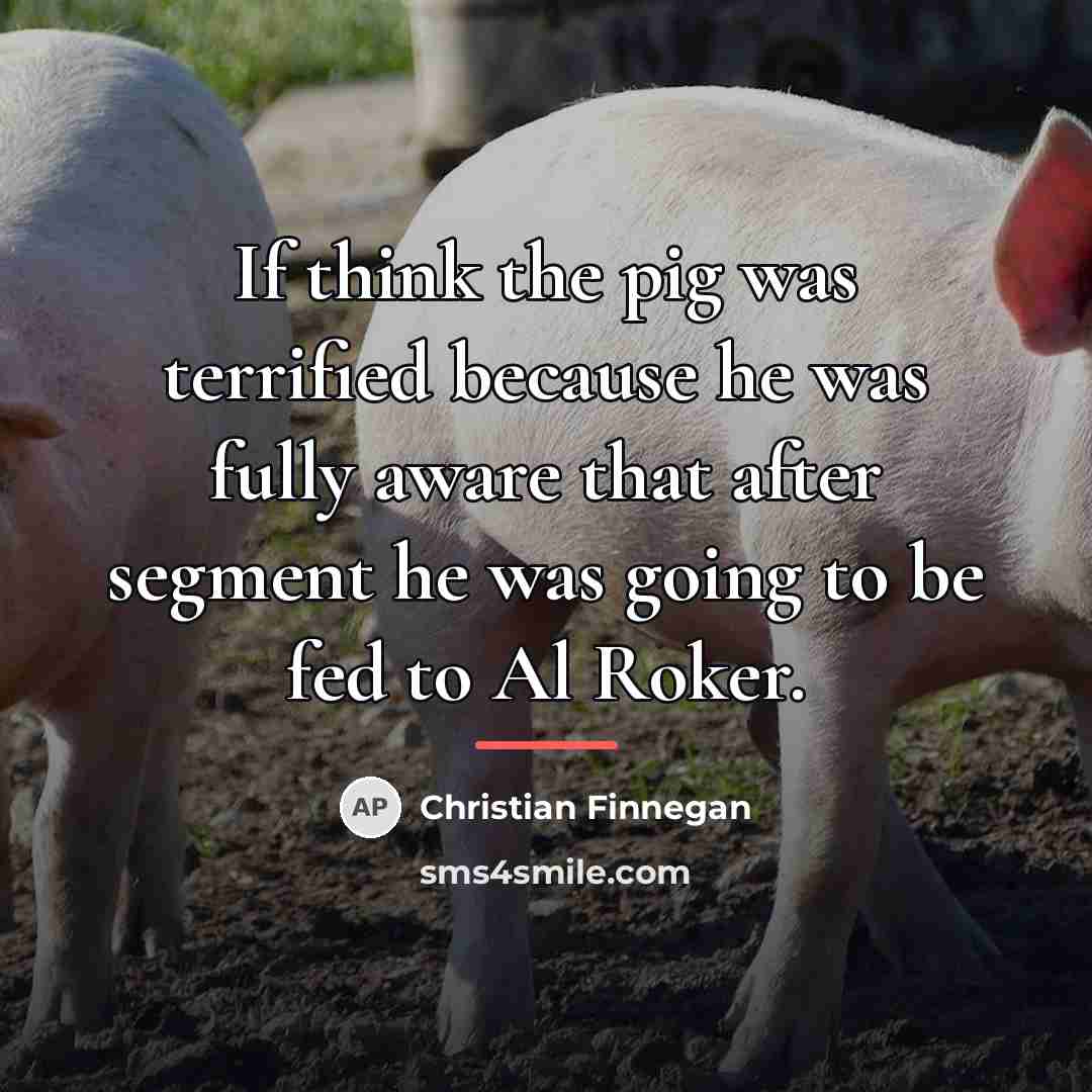 “If think the pig was terrified because he was fully…” quote by Christian Finnegan