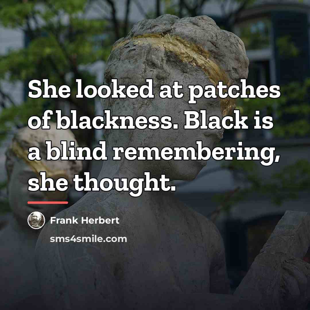 “She looked at patches of blackness. Black is a blind…” quote by Frank Herbert