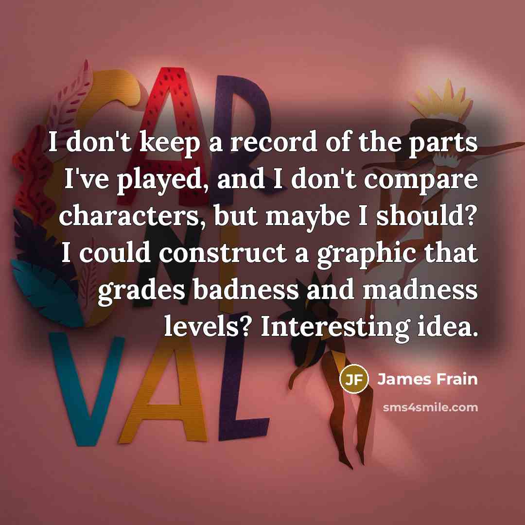 “I don't keep a record of the parts I've played,…” quote by James Frain