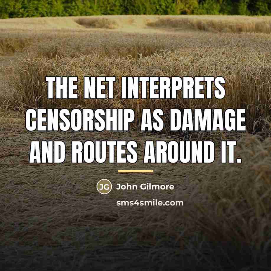 “The Net interprets censorship as damage and routes around it.…” quote by John Gilmore