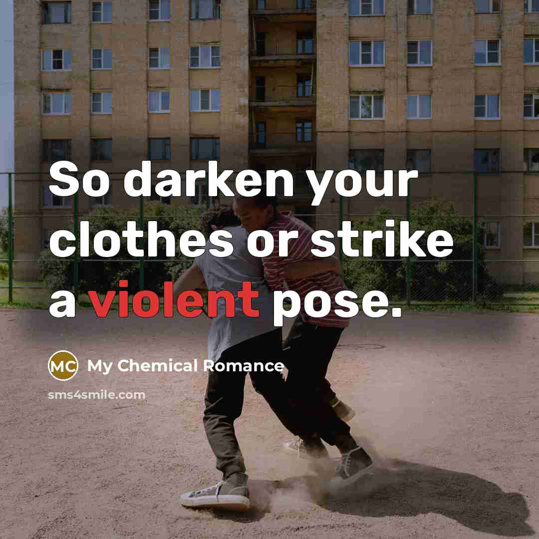 “So darken your clothes or strike a violent pose.” quote by My Chemical Romance