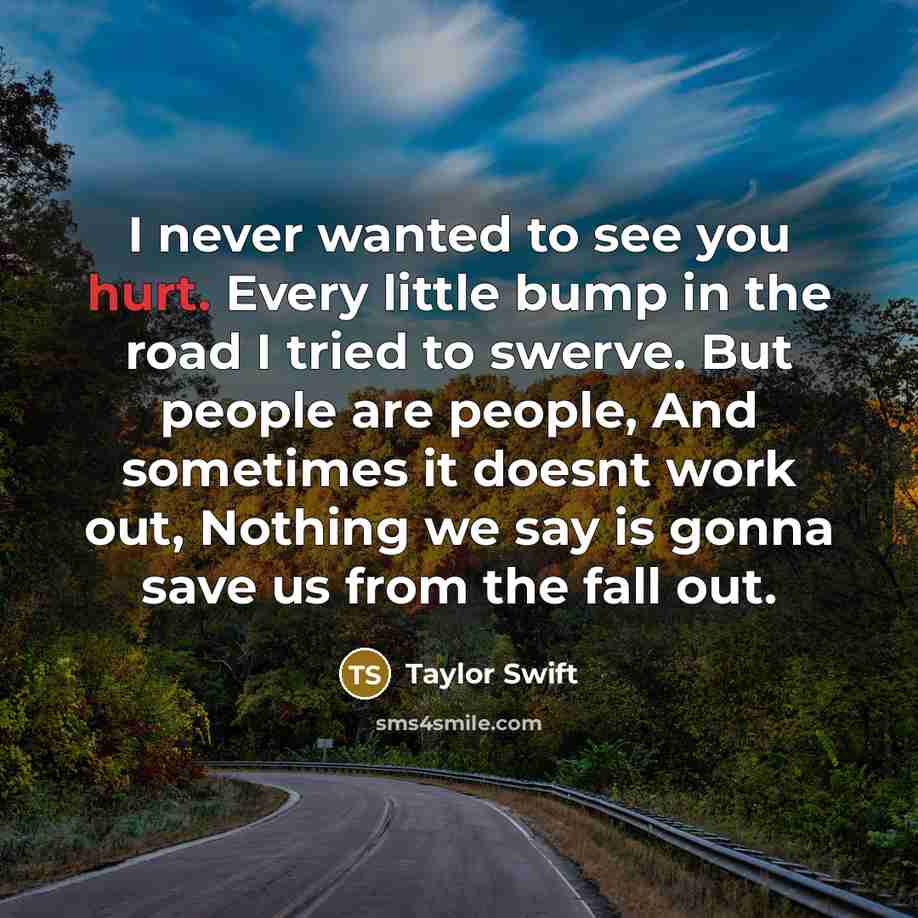 “I never wanted to see you hurt. Every little bump…” quote by Taylor Swift