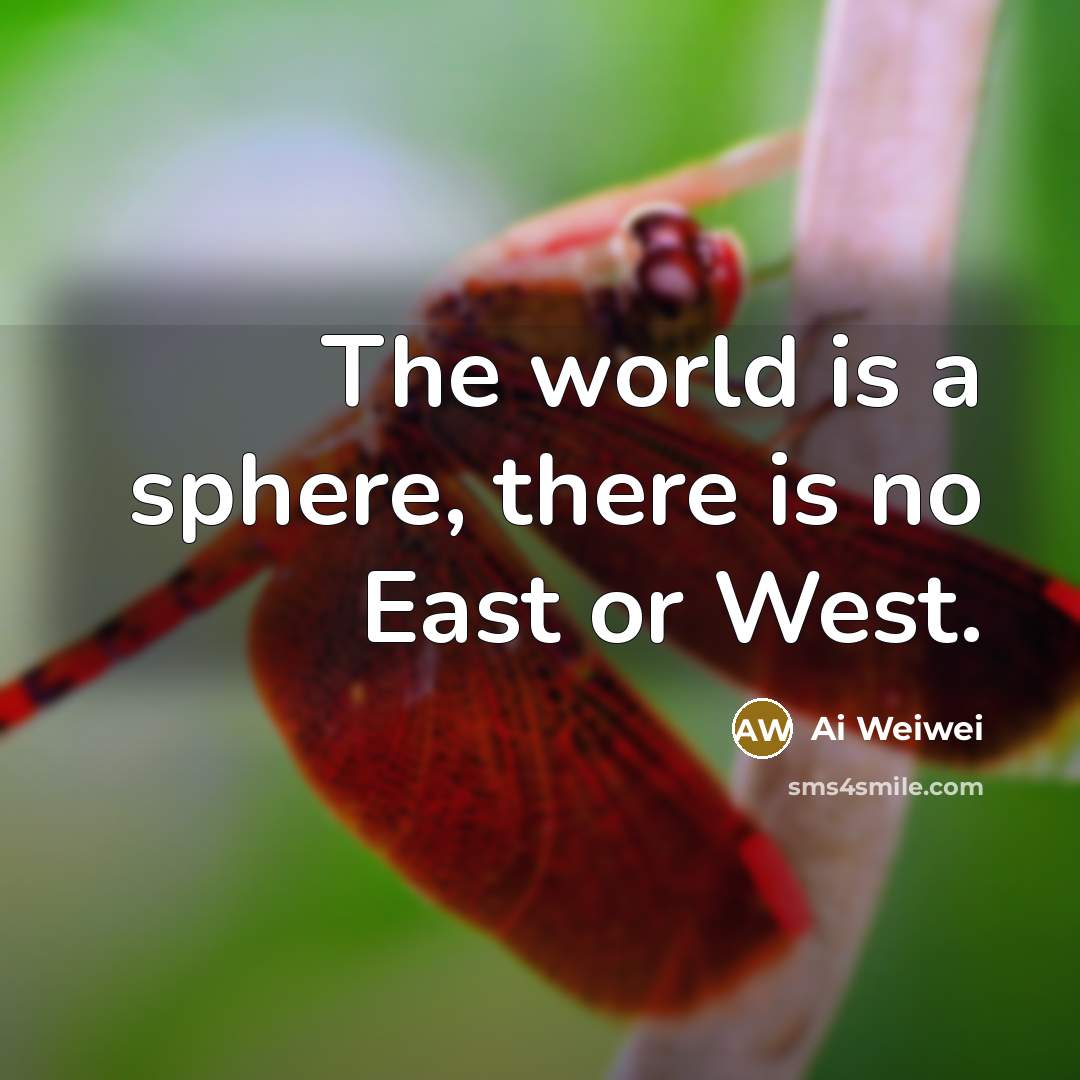 “The world is a sphere, there is no East or…” quote by Ai Weiwei