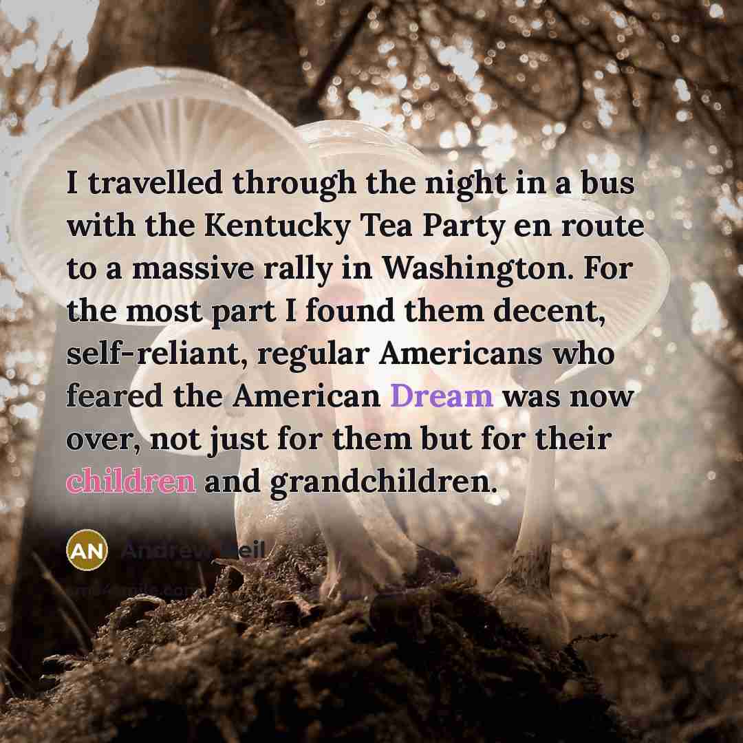 “I travelled through the night in a bus with the…” quote by Andrew Neil