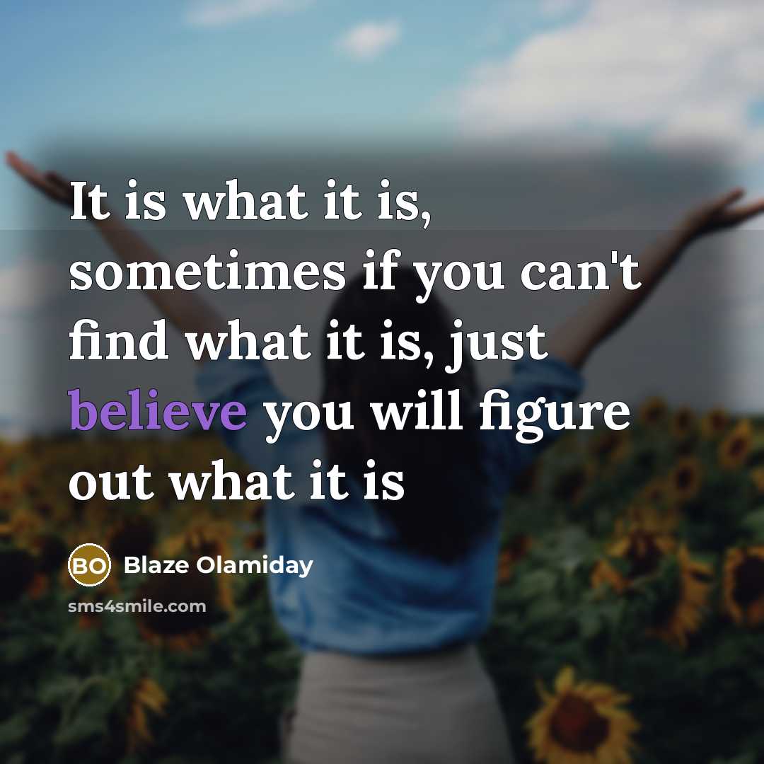 “It is what it is, sometimes if you can't find…” quote by Blaze Olamiday