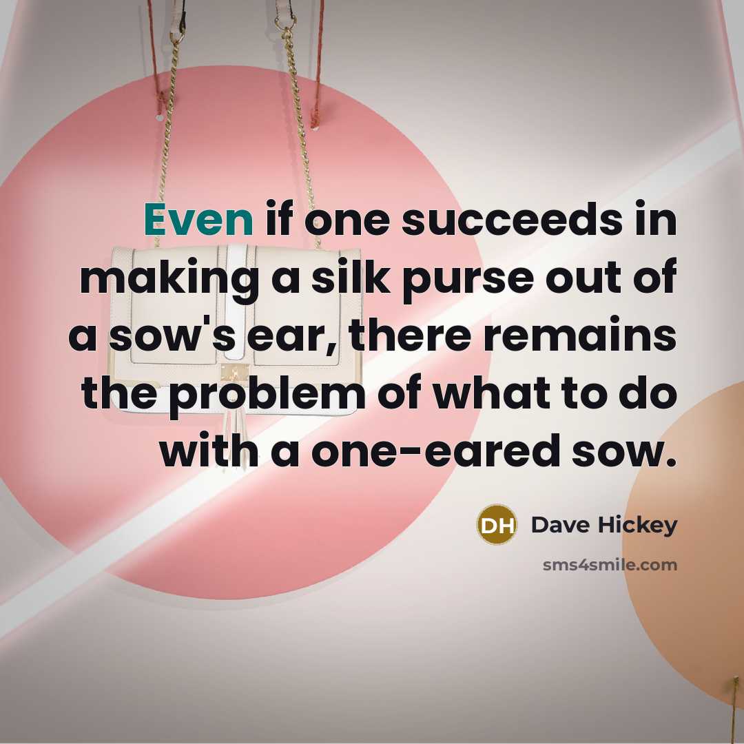 “Even if one succeeds in making a silk purse out…” quote by Dave Hickey